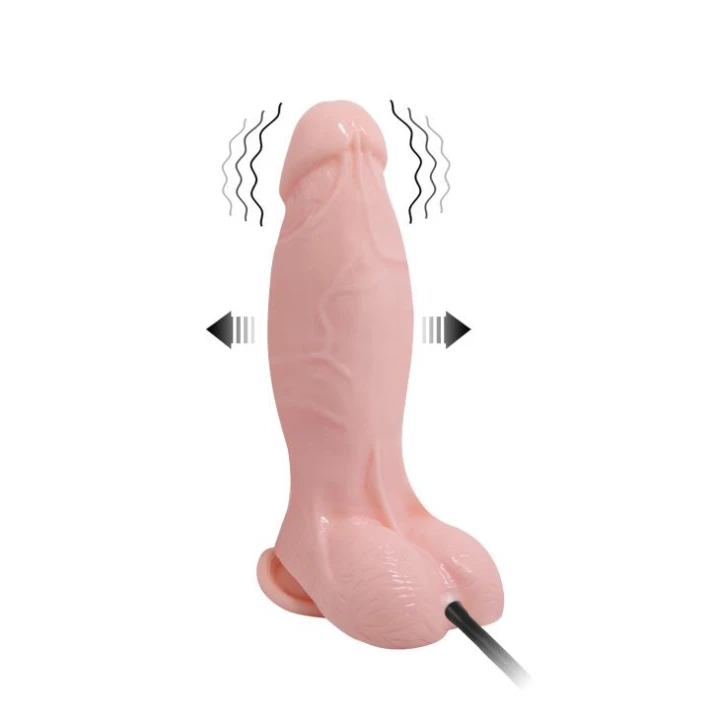 Dildo nadmuchiwane BAILE BW-008066AQ z wibracjami, ergonomiczną pompką i przyssawką