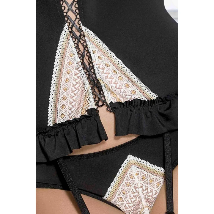 Gorset CASMIR - mikrofibra, regulowane ramiączka, włoska koronka