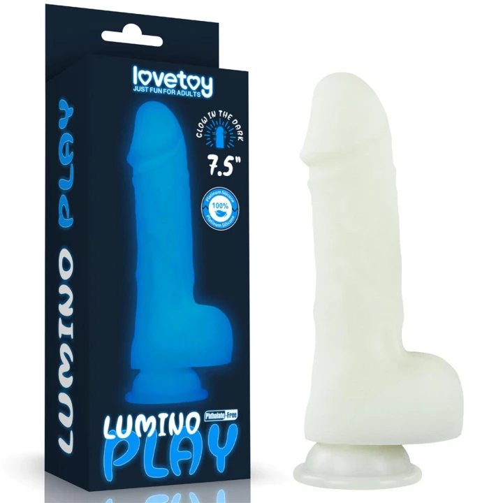Dildo Lumino Play – silikon, fluorescencyjny, realistyczna faktura, przyssawka