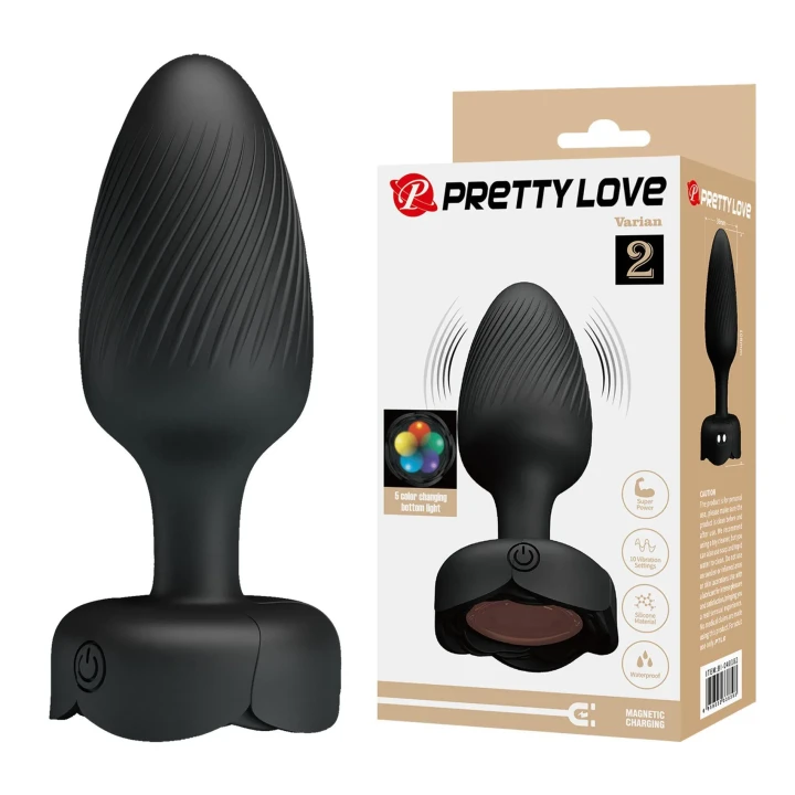 Korek analny PRETTY LOVE Varian - 10 wibracji, silikonowy, wodoodporny, LED