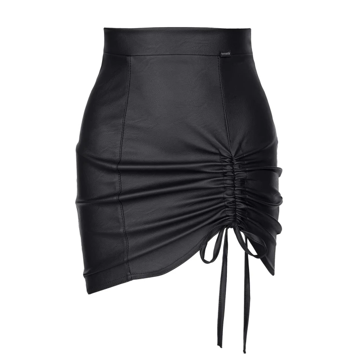 Mini spódniczka ekoskórzana AZZURRA, czarna, elastyczna, XL – klasyka w nowoczesnym wydaniu