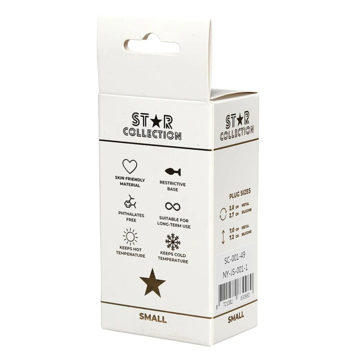 Korek analny S – metalowy, srebrny z fioletowym kamieniem (Star Collection)