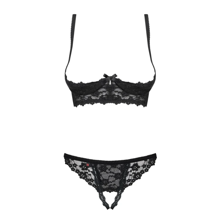 Bielizna koronkowa OBSESSIVE Letica, 2-częściowy zestaw, otwarty biustonosz, L/XL