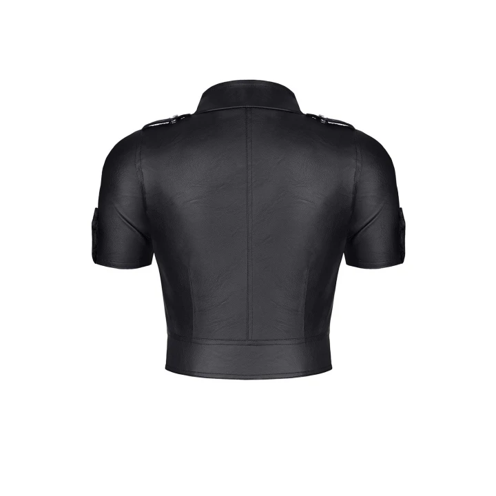 Kostium militarny DEMONIQ Kolekcja Black Rose 2.0, ekoskóra, zamek błyskawiczny, dekolt