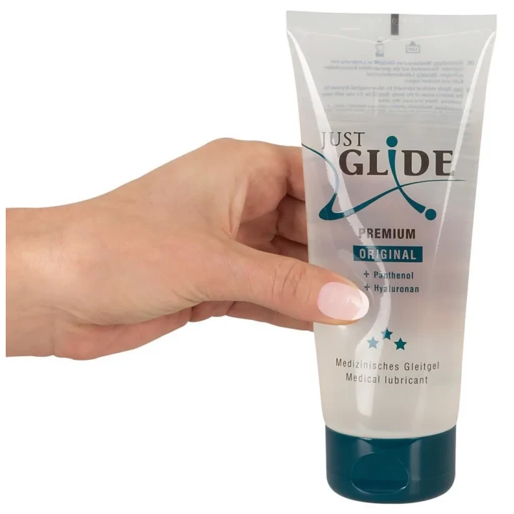Lubrykant na bazie wody Just Glide Premium 200 ml - hialuronowy, wegański, bez smaku