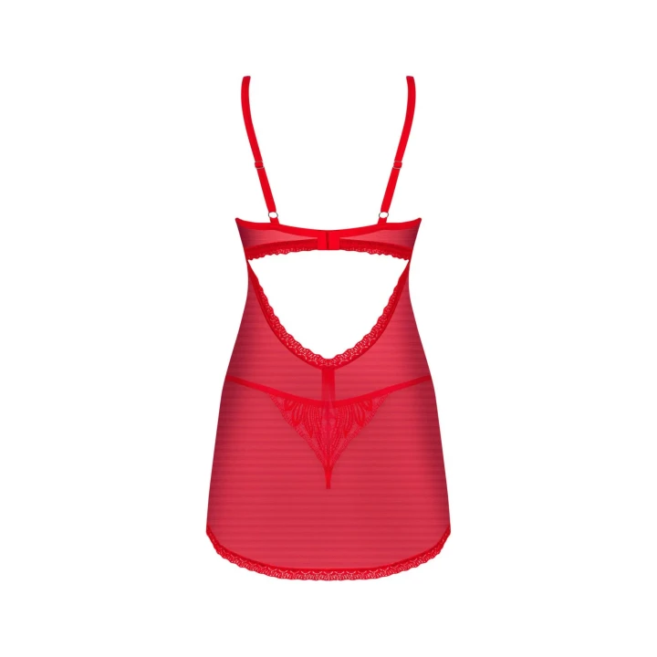 Koszulka babydoll OBSESSIVE Chilisa M/L, regulowane ramiączka, koronka, czerwony