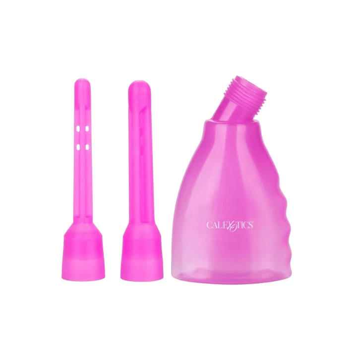 Douchy analny CalExotics Ultimate – wodoodporny, przezroczysta butelka, 2 końcówki