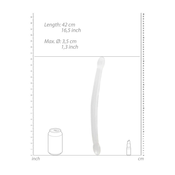 Dildo podwójne - REAL ROCK CRYSTAL CLEAR, 42 cm, wodoodporne, bez ftalanów
