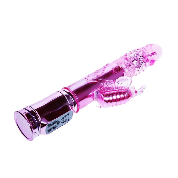Wibrator z masażerem łechtaczki BAILE Throbbing Butterfly – 5 funkcji rotacji, 5 wibracji