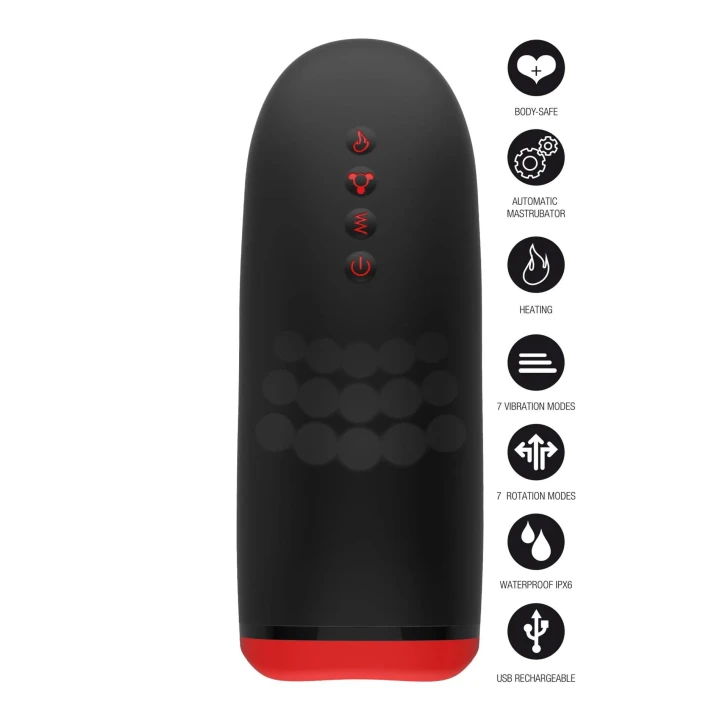 Masturbator Beaded Tongue Fusion X - Wibracje, Tryb podgrzewania, IPX6 Waterproof