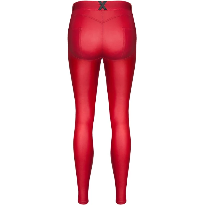 Legginsy wetlook BRLIDIA001, DEMONIQ Kolekcja Silver Touch, czerwone, XXL, z kieszeniami