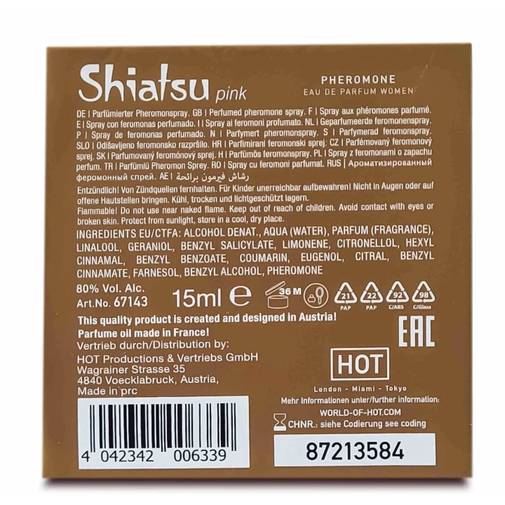 Perfumy feromonowe SHIATSU dla kobiet, różowe, 15 ml, atrakcyjność i styl
