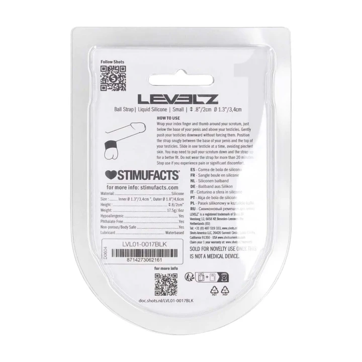 Rozciągacz jąder LEVELZ - Silikon płynny, S - 34mm, czarny, ergonomiczny design