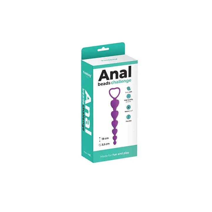 Koraliki analne - silikonowe, serduszka, 18 cm długości, 3,5 cm szerokości