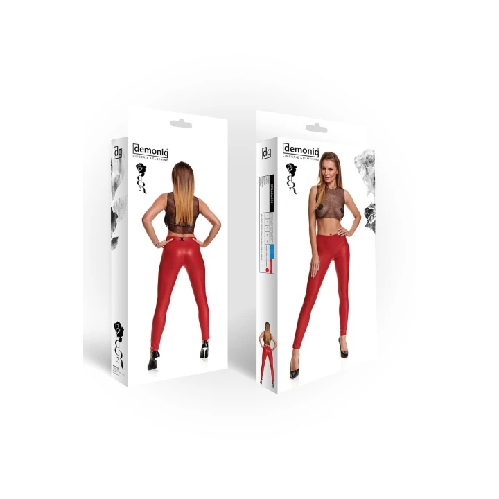 Legginsy wetlook DEMONIQ Kolekcja Silver Touch, czerwone, elastyczne, rozmiar L