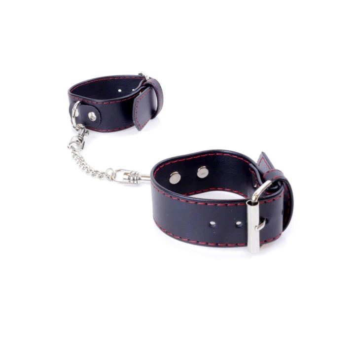 Mankiety do niewoli Fetish B - Regulowane 18-22 cm, sztuczna skóra, czerwone