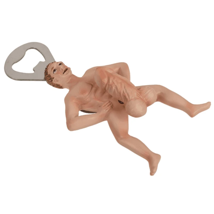 Otwieracz do butelek Mężczyzna Twardziel z magnesem, ruchomym elementem i unikalnym designem