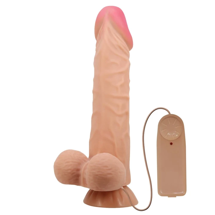 Dildo BAILE - Wibrujący, elastyczny, przyssawka, materiał TPR/ABS, 9,4 cali