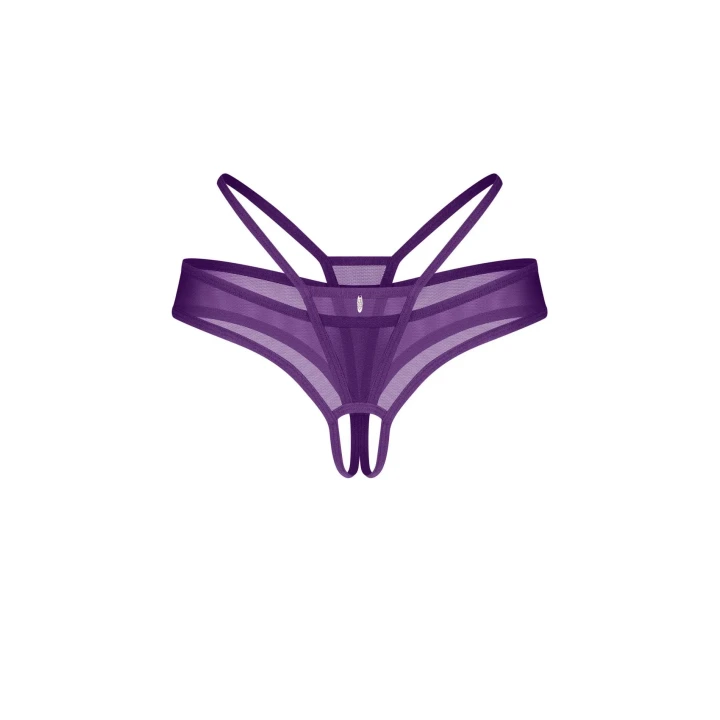 Stringi otwarte OBSESSIVE Vibres 2XL/3XL, przezroczysta siateczka, srebrny charms