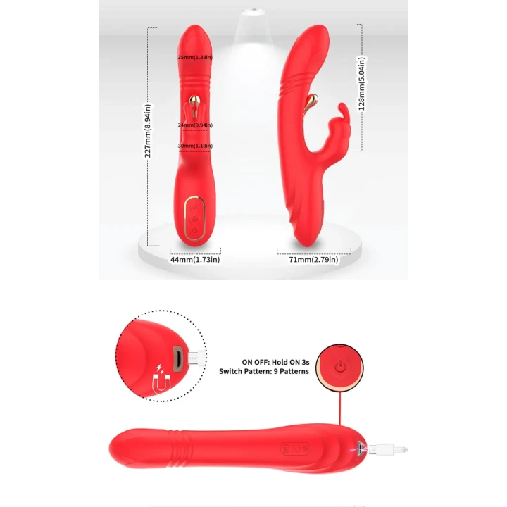 Wibrator króliczek, silikon medyczny, 9 trybów wibracji, wodoodporny 100%