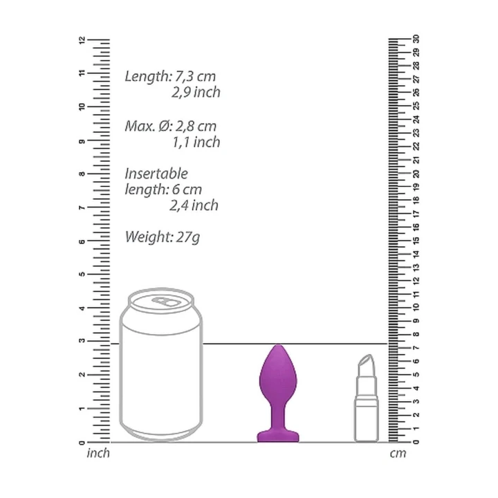 Korek analny - diamentowy - silikonowy, elastyczna szyjka, regularny, fioletowy