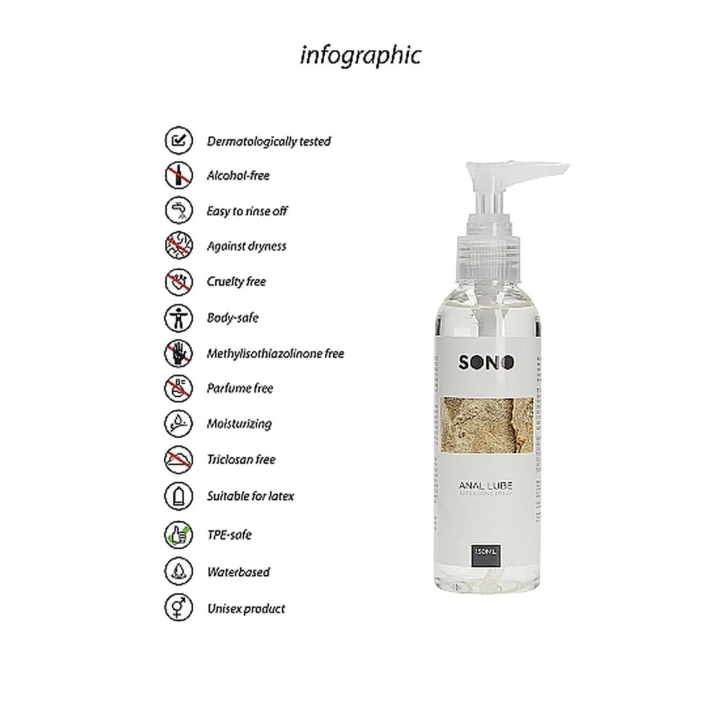 Lubrykant analny - SONO, 150ml, na bazie wody, dermatologicznie testowany, bez tłuszczu