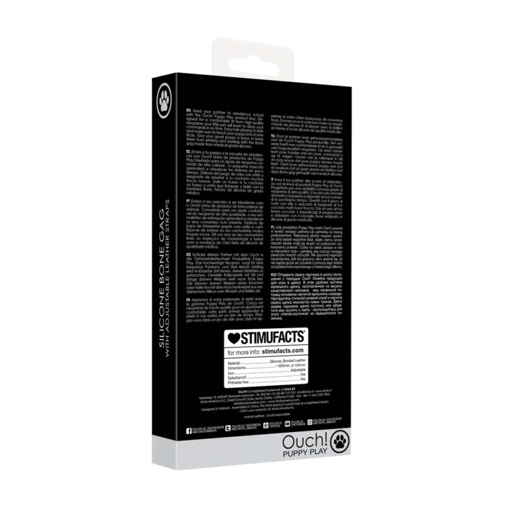 Knebel silikonowy - OUCH! Puppy Play, medyczny silikon, długość 62,5 cm