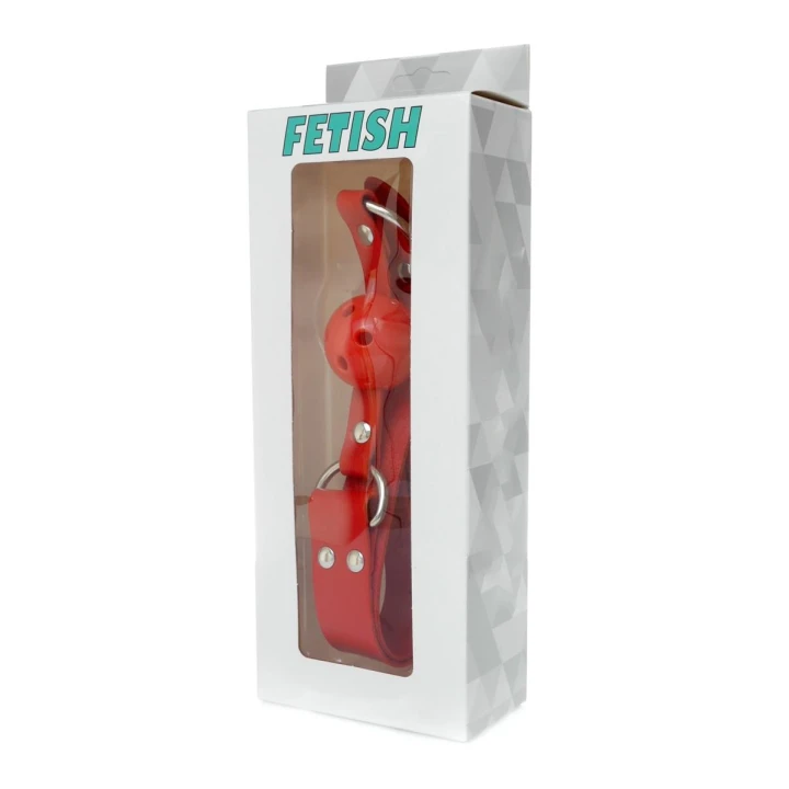 Knebel - Ekoskóra B - Red, regulowany pasek, otwory wentylacyjne, 3,3 cm