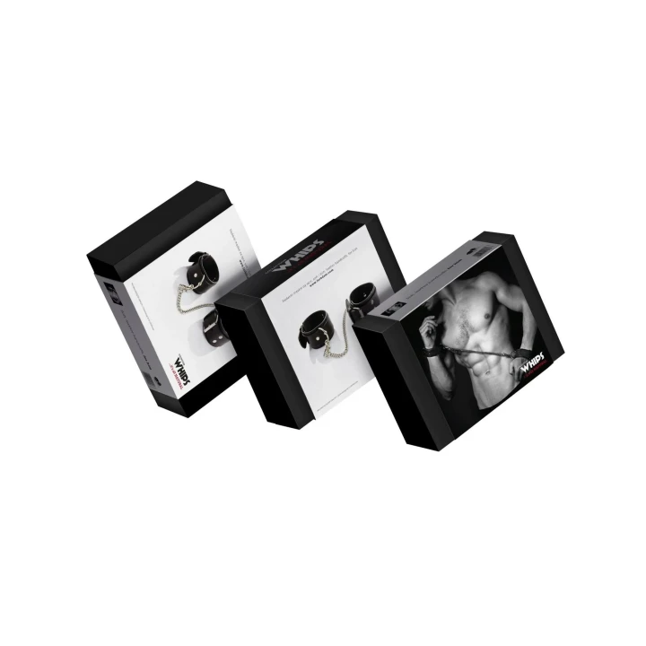 Kajdanki WHIPS męskie, skóra naturalna, regulacja 21-25 cm, 4 cm szerokości