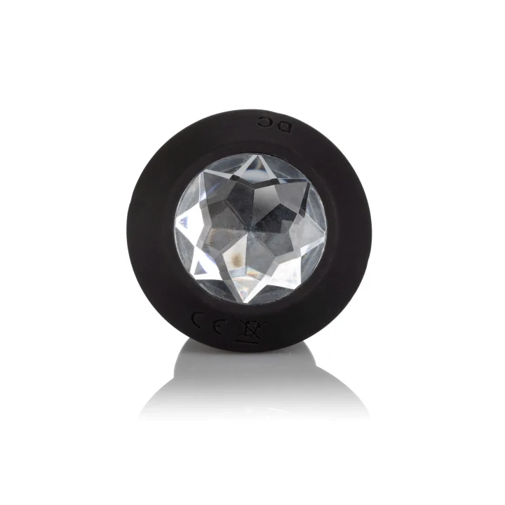 Wibrujący plug analny Crystal Probe Black, silikonowy, wodoodporny, z bateriami