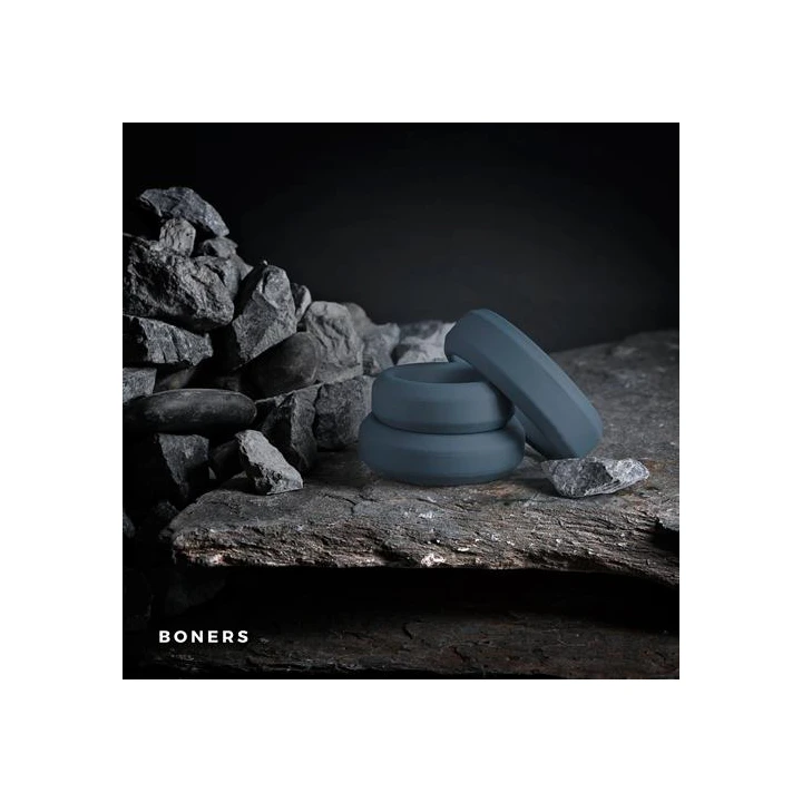 Pierścienie erekcyjne silikonowe Boners 3-częściowy zestaw, elastyczne, wodoodporne