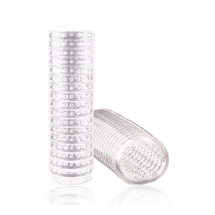 Rękaw do penisa M FOR MEN, przejrzysty TPE, żebrowany, otwarte końce