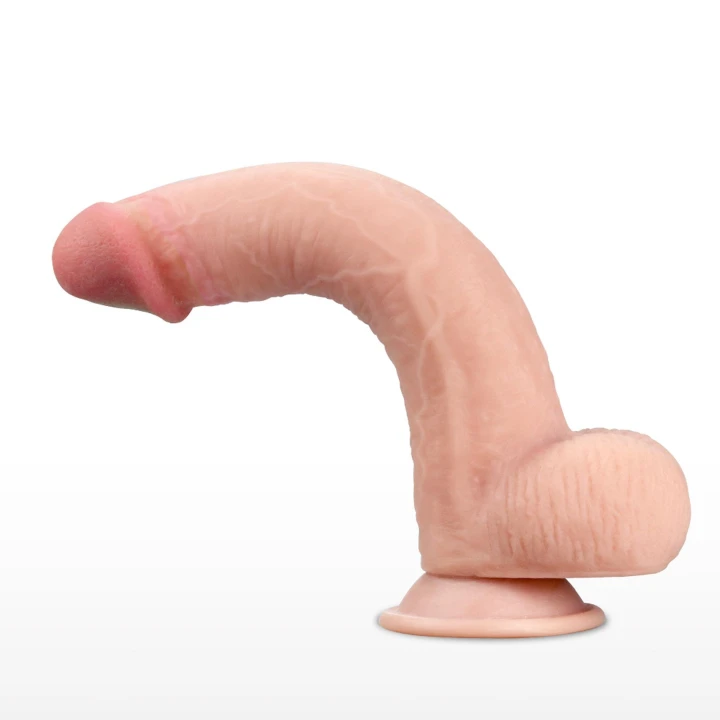 Dildo TPE 23 cm, dwuwarstwowy, ze skórą przesuwającą się, elastyczny