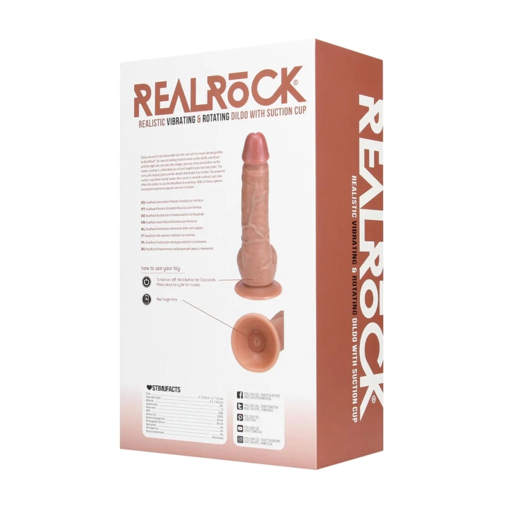 Wibrator RealRock® - realistyczny, obracający i wibrujący 20,5 cm, z przyssawką