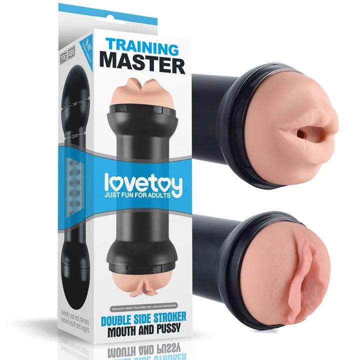 Masturbator podwójny Training Master, realistyczny TPE, 22 cm długości