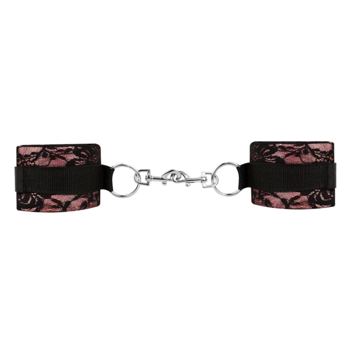 Zestaw do BDSM - Bound by Lace, 8 elementów, koronkowe kajdanki, czarny kolor