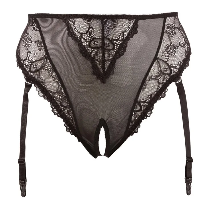 Majtki Ouvert 4XL COTTELLI LINGERIE - Powernet, Kwiatowa koronka, Regulowane szelki