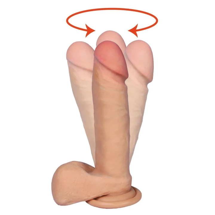 Dildo HEFAJSTOS z cyber skóry, 20,5 cm, 7 rodzajów rotacji, przyssawka