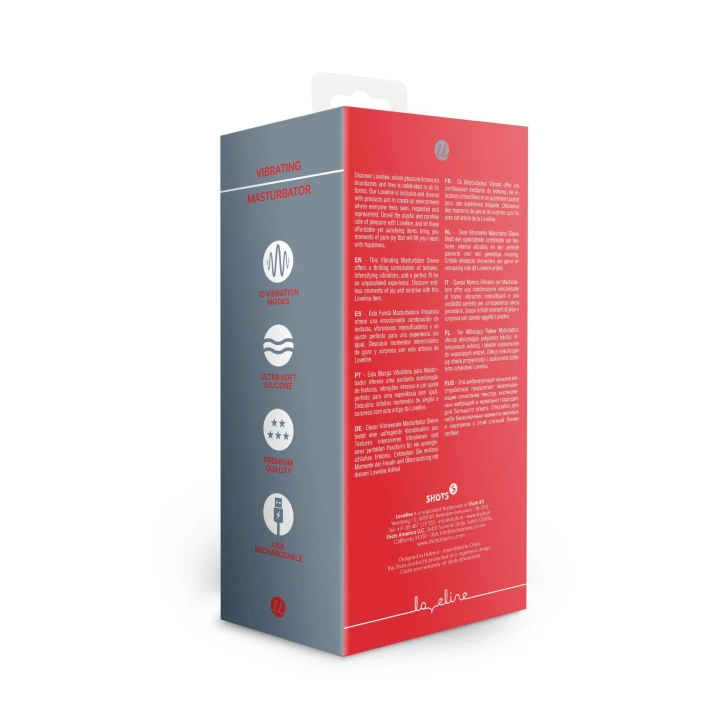 Wibrujący Maturbator Loveline - Silikon, 10 trybów, wodoodporny