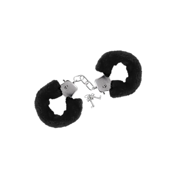 Kajdanki metalowe z futerkiem, regulowane, z kluczami - elegancka ekskluzywna linia