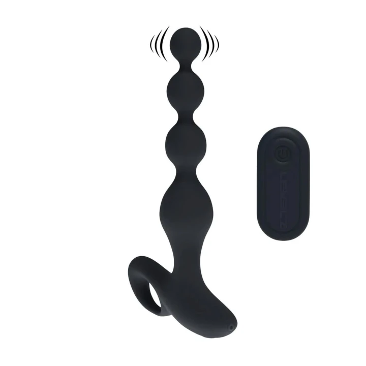 Wibracyjny korek analny Silicone F1, 10 trybów, długość 20,3 cm - czarny