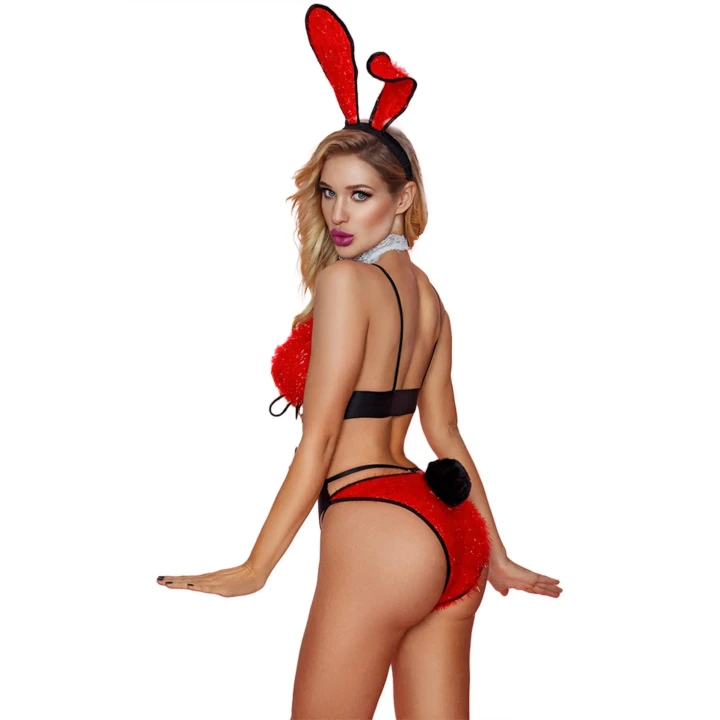 Kostium Króliczka Sexy Bunny PARIS HOLLYWOOD, 5 elementów, Elastyczny materiał, TU