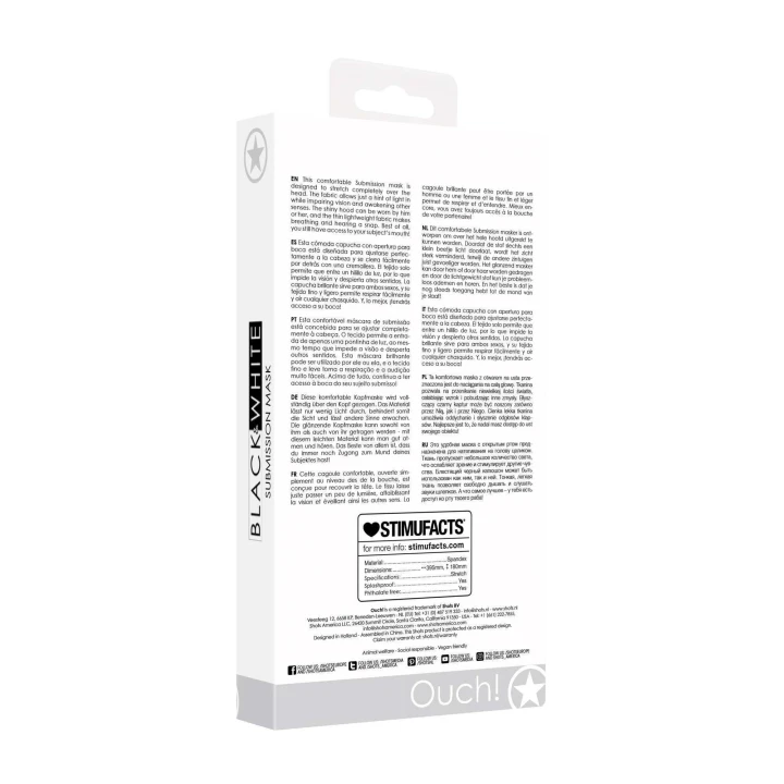 Maska na głowę - Otwarte usta, czarny błyszczący materiał Spandex, uniwersalny rozmiar