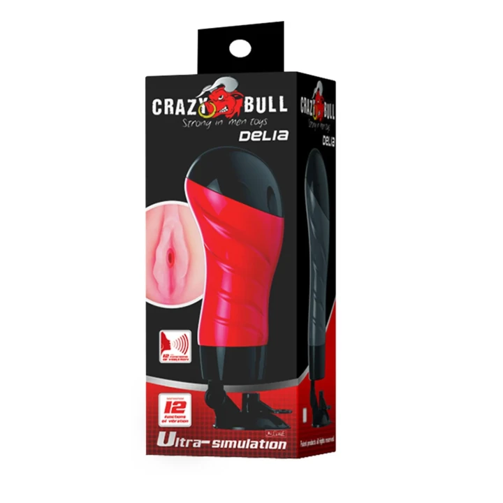 Masturbator analny CRAZY BULL Delia, 12 funkcji wibracji, przyssawka, TPR