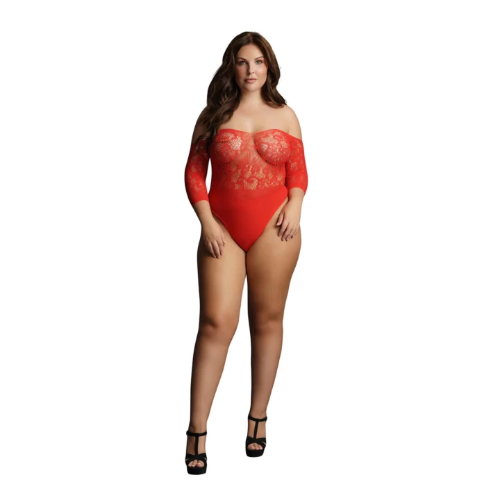 Crotchless Teddy LE DESIRE, Plus Size, 92% Nylon, Elegancki Design z Cyrkoniami