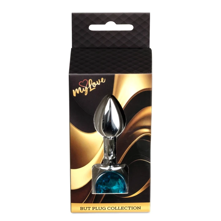 Korek analny MyLove Jewellery Silver – stal nierdzewna, długość 7 cm, diament light blue