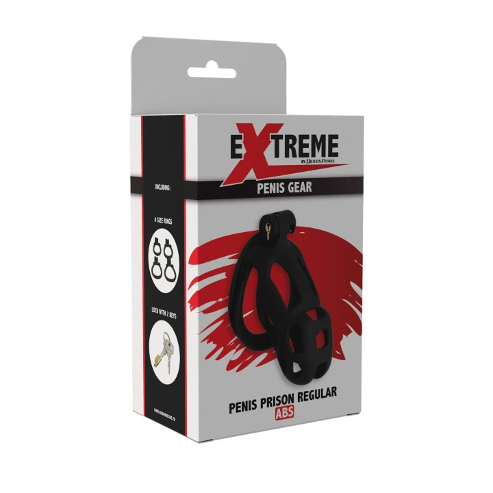 Klatka na penisa EXTREME HIDDEN DESIRE, długość 10 cm, materiał ABS, 4 pierścienie regulacyjne