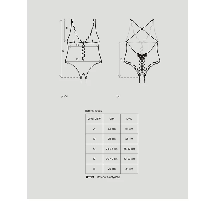 Body erotyczne OBSESSIVE Fiorenta L/XL, kwiatowy wzór, regulowane ramiączka, otwarty krok
