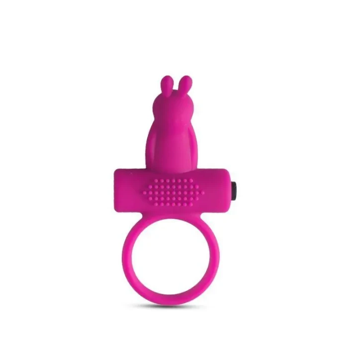 Pierścień erekcyjny z wibracjami Rabbit Pink - silikon, wodoodporny, 10 cm