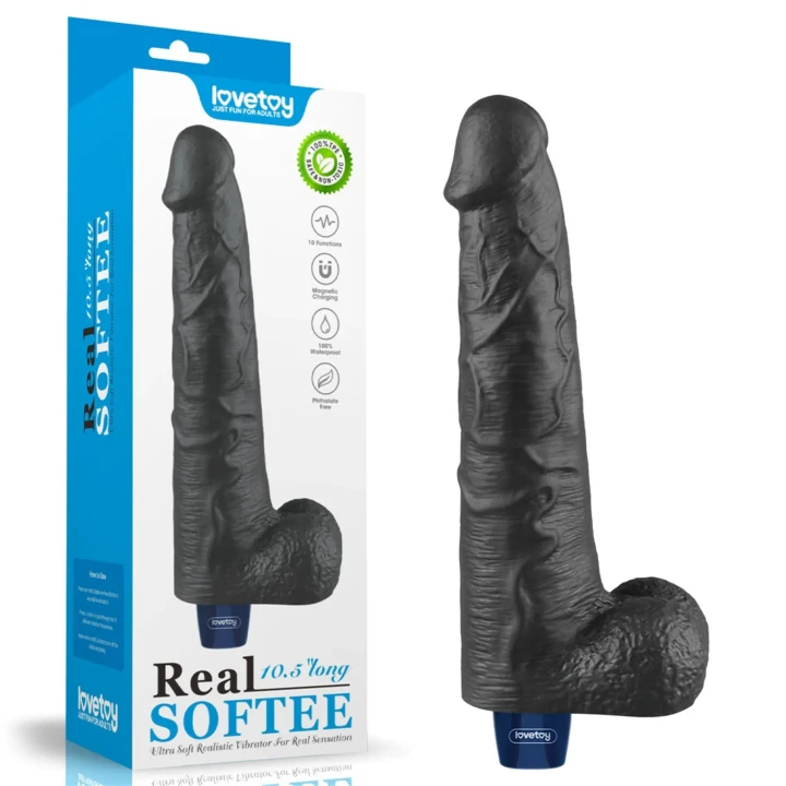 Dildo REAL SOFTEE 10,5'' Rechargeable, TPE, długość 27cm, średnica 5cm, czarny